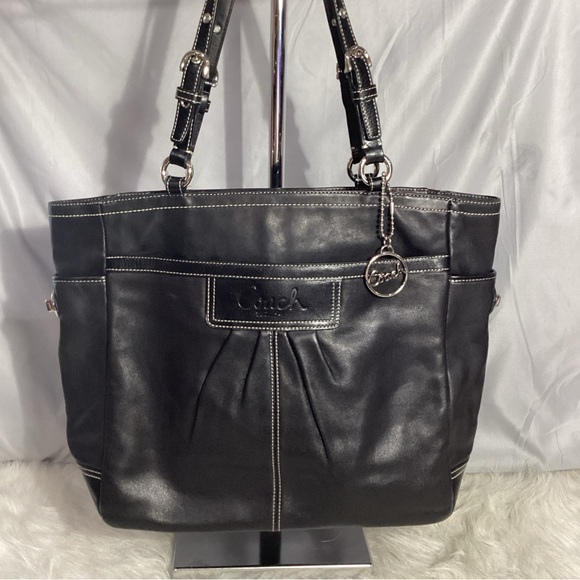 Coach Leather Soho Pleated Gallery Lg Black Tote Bag F14673 Shoulder - Picture 12 of 12